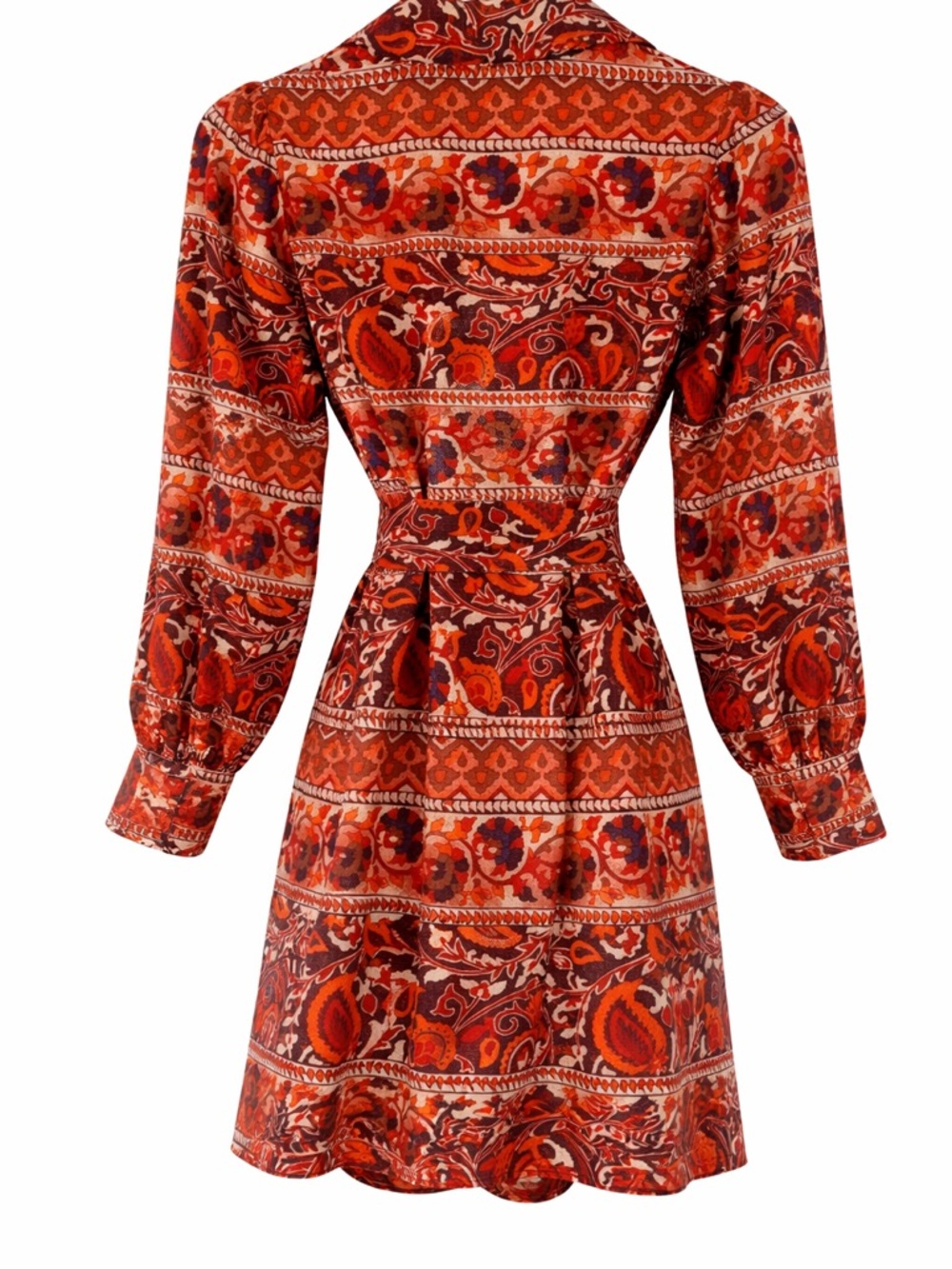 Jade Melody Tam Women's Small Earth Tones Paisley Shirt Dress Tie Waist Indie - Picture 2 of 6